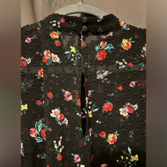 Banana Republic Sheer Clip Dot Floral Midi High Neck Dress size 8 - Picture 3 of 7